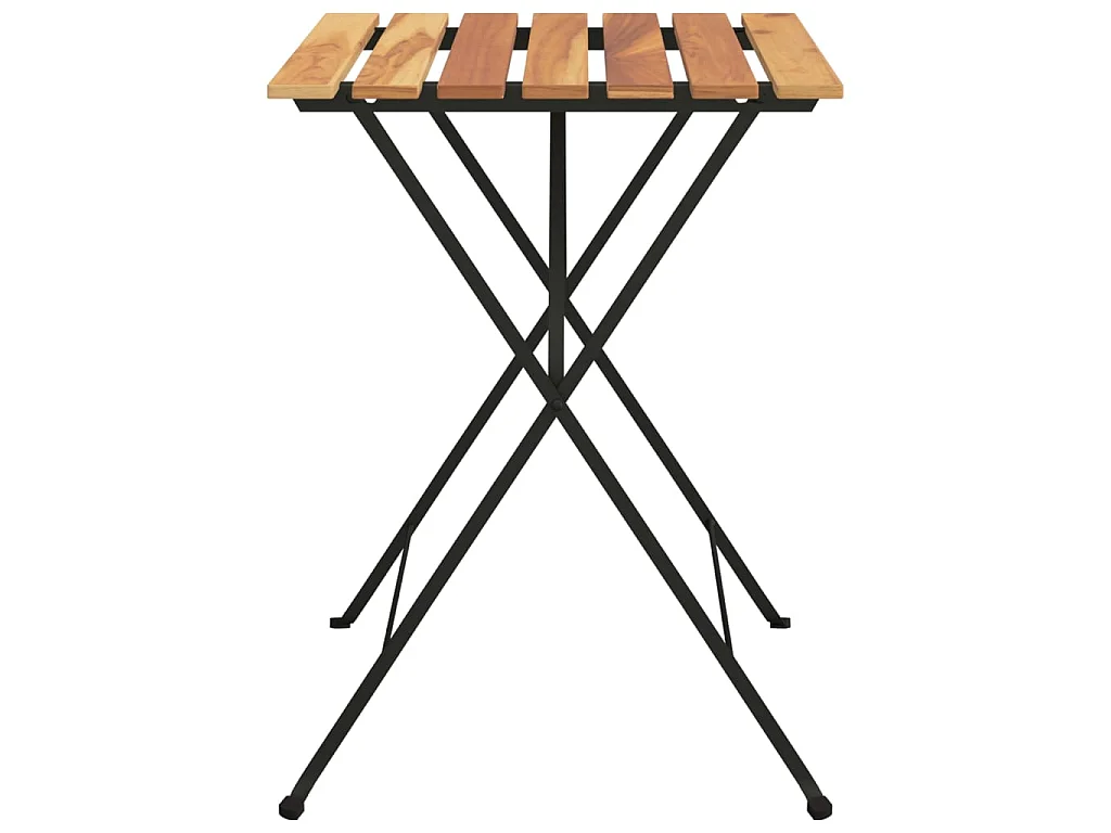Mesa de bistrô dobrável 55x54x71 cm teca maciça e aço PT353749