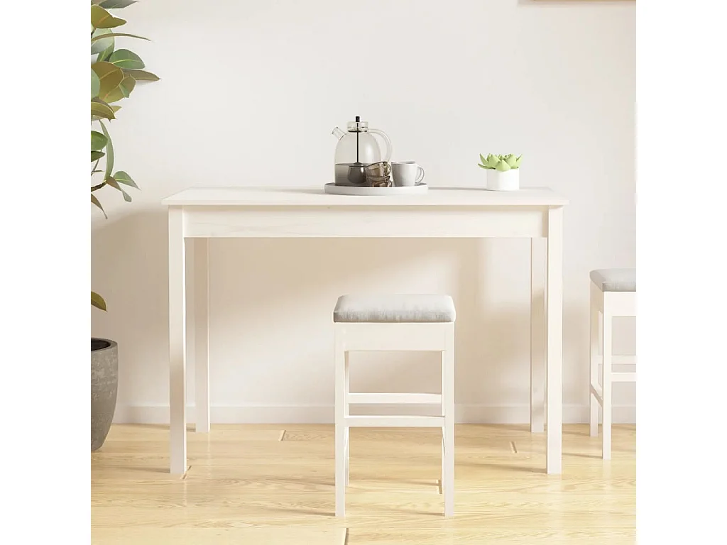 Table à manger Blanc 110x55x75 cm Bois massif de pin GHR30351