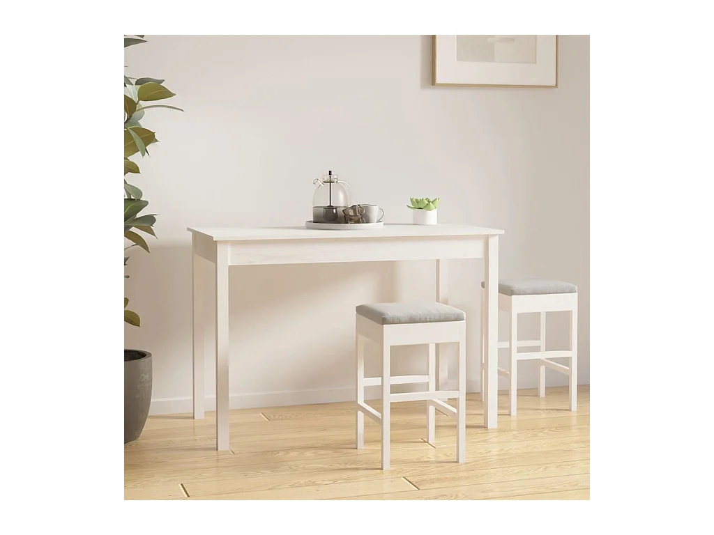 Table à manger Blanc 110x55x75 cm Bois massif de pin GHR30351