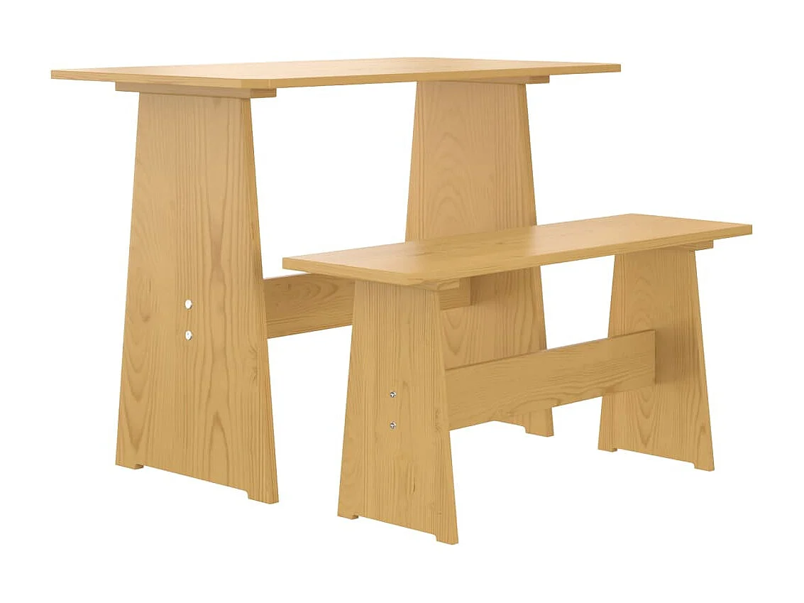 Eettafel met bankje REINE massief grenenhout honingbruin NL366565