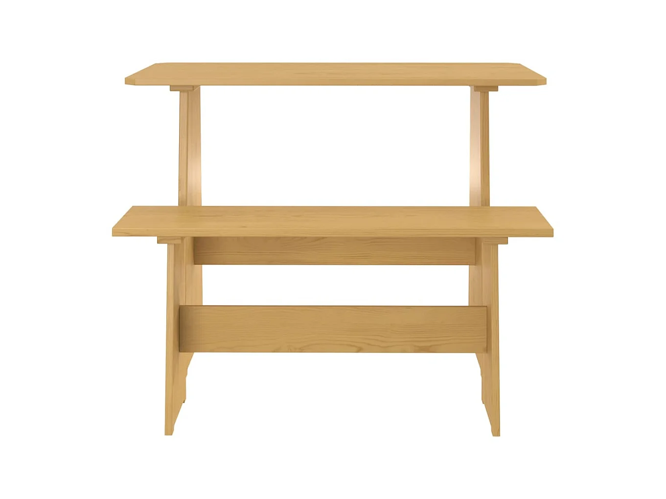 Eettafel met bankje REINE massief grenenhout honingbruin NL366565