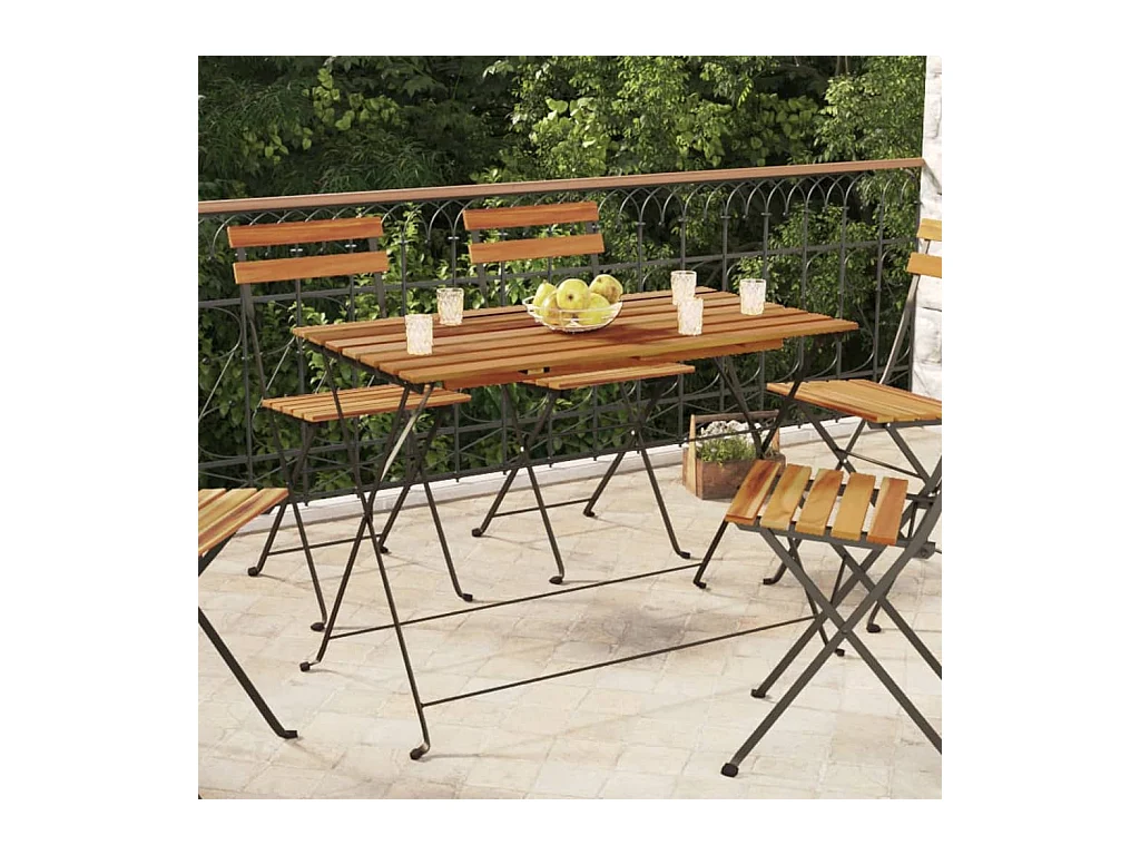 Table de bistro pliante 100x54x71cm Bois acacia solide et acier GHR63002