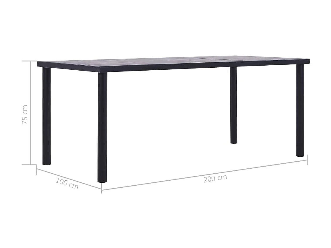 Table de salle à manger Noir et gris béton 200x100x75 cm MDF GHR16414