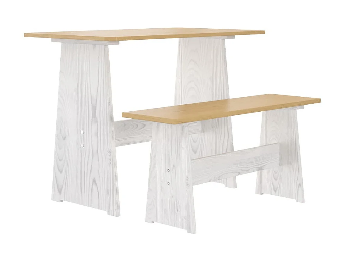 Table à manger avec banc Marron miel et blanc Pin solide GHR43644