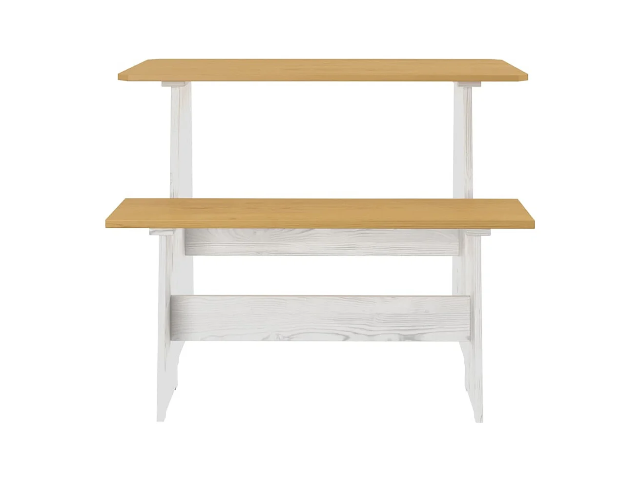 Mesa de comedor con banco REINE madera de pino marrón blanco ES392264