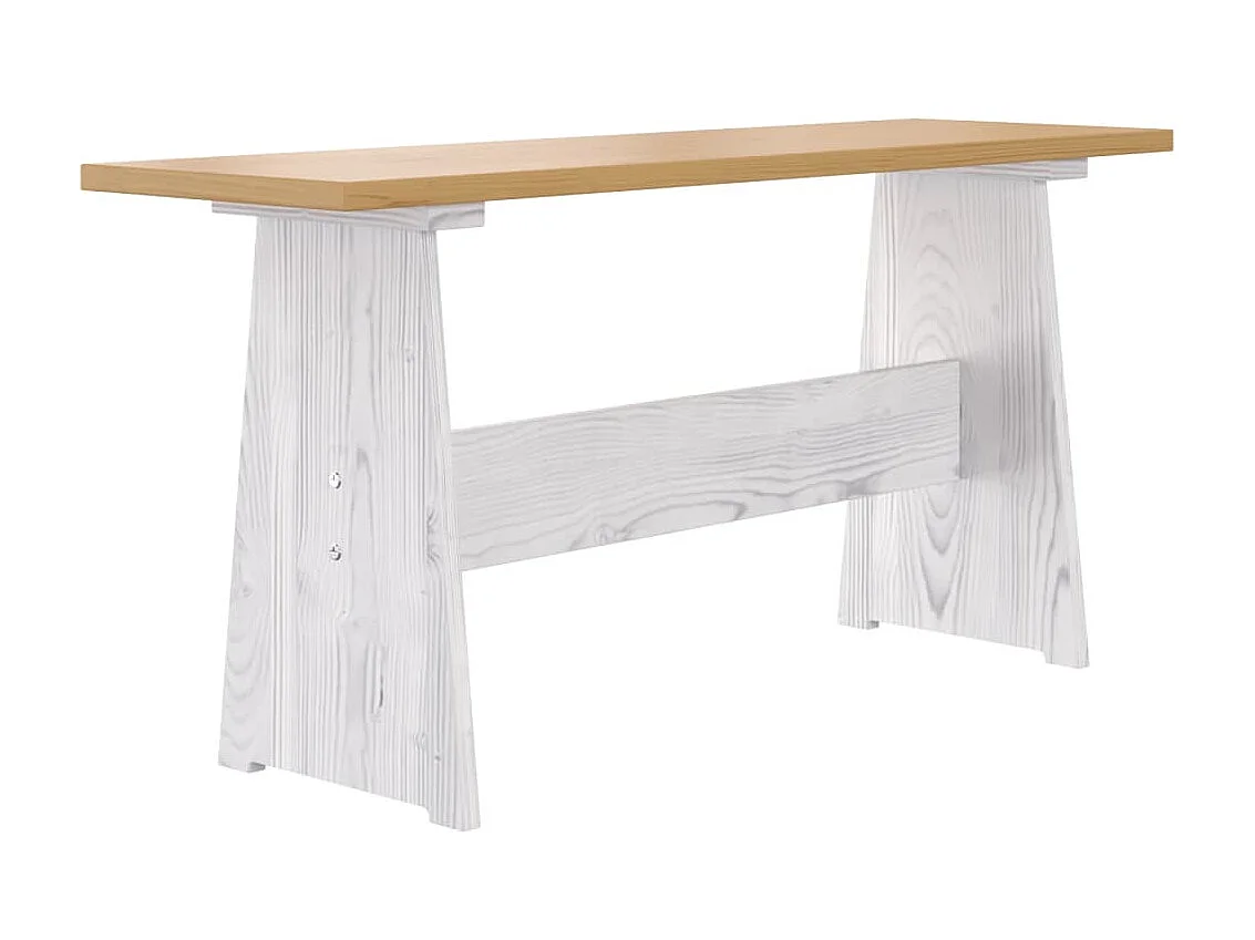 Mesa de jantar com banco REINE pinho maciço castanho mel/branco PT731907
