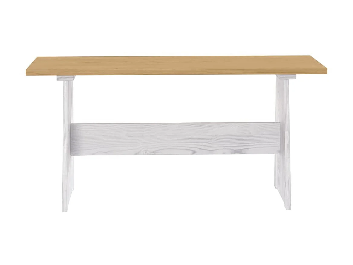 Mesa de jantar com banco REINE pinho maciço castanho mel/branco PT731907