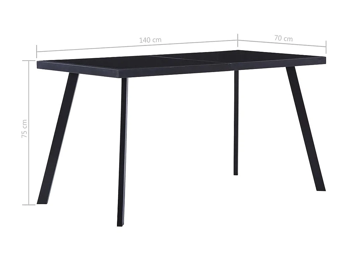 Table de salle à manger Noir 140x70x75 cm Verre trempé GHR72499