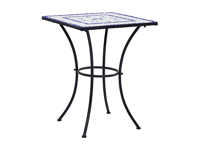 Table de bistro mosaïque Bleu et blanc 60 cm  Céramique GHR49814
