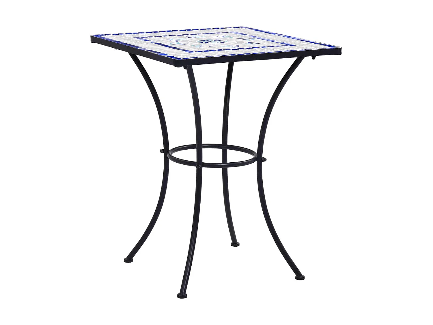 Table de bistro mosaïque Bleu et blanc 60 cm  Céramique GHR49814
