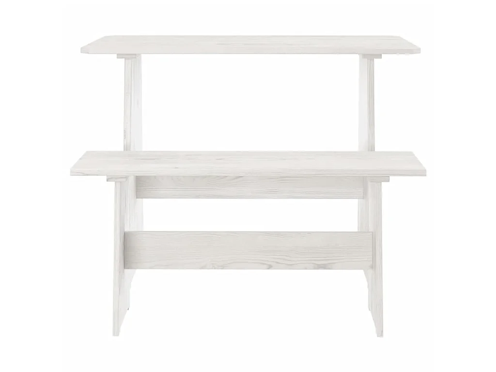 Mesa de jantar com banco REINE pinho maciço branco PT800662