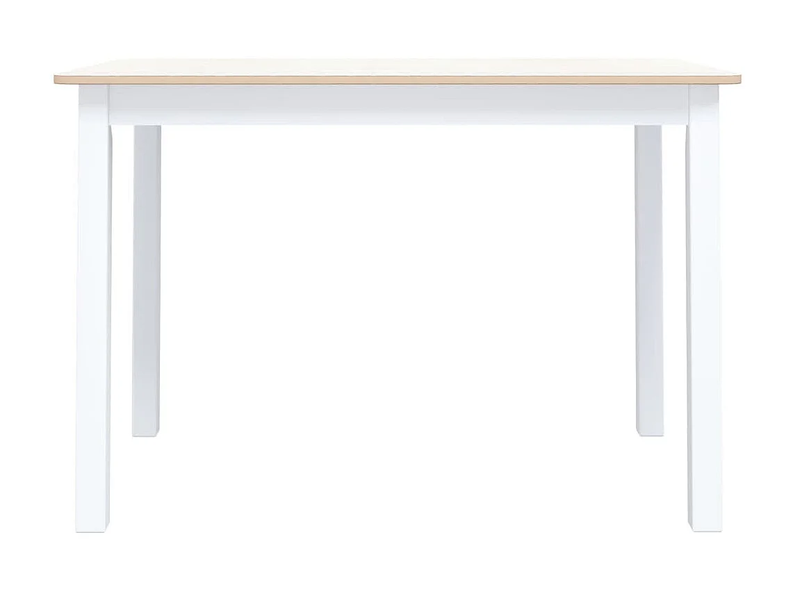 Table à dîner Blanc et marron 114x71x75 cm Bois d'hévéa massif GHR55196