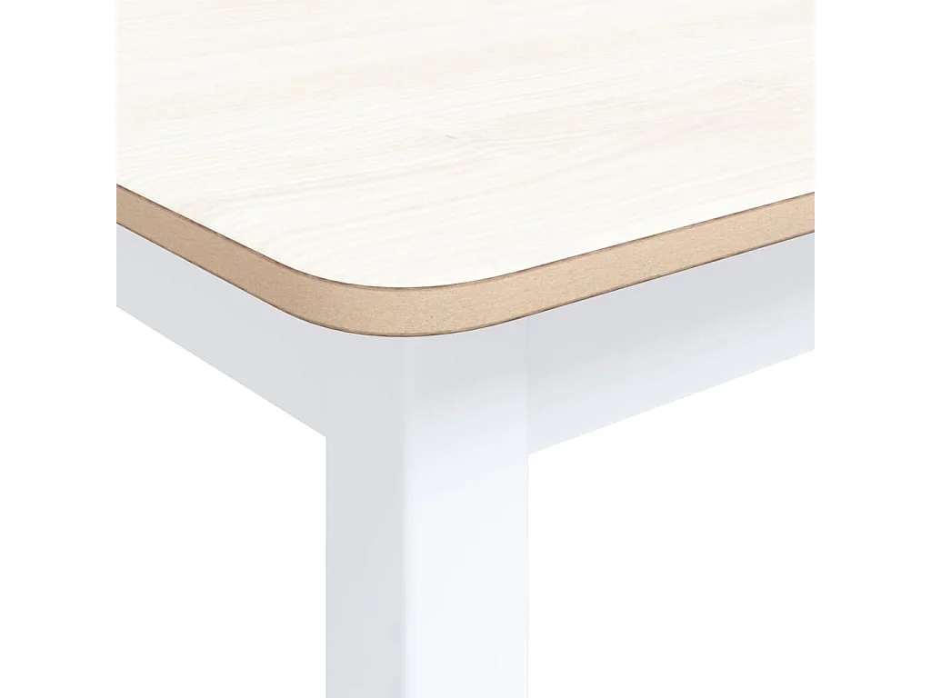 Table à dîner Blanc et marron 114x71x75 cm Bois d'hévéa massif GHR55196