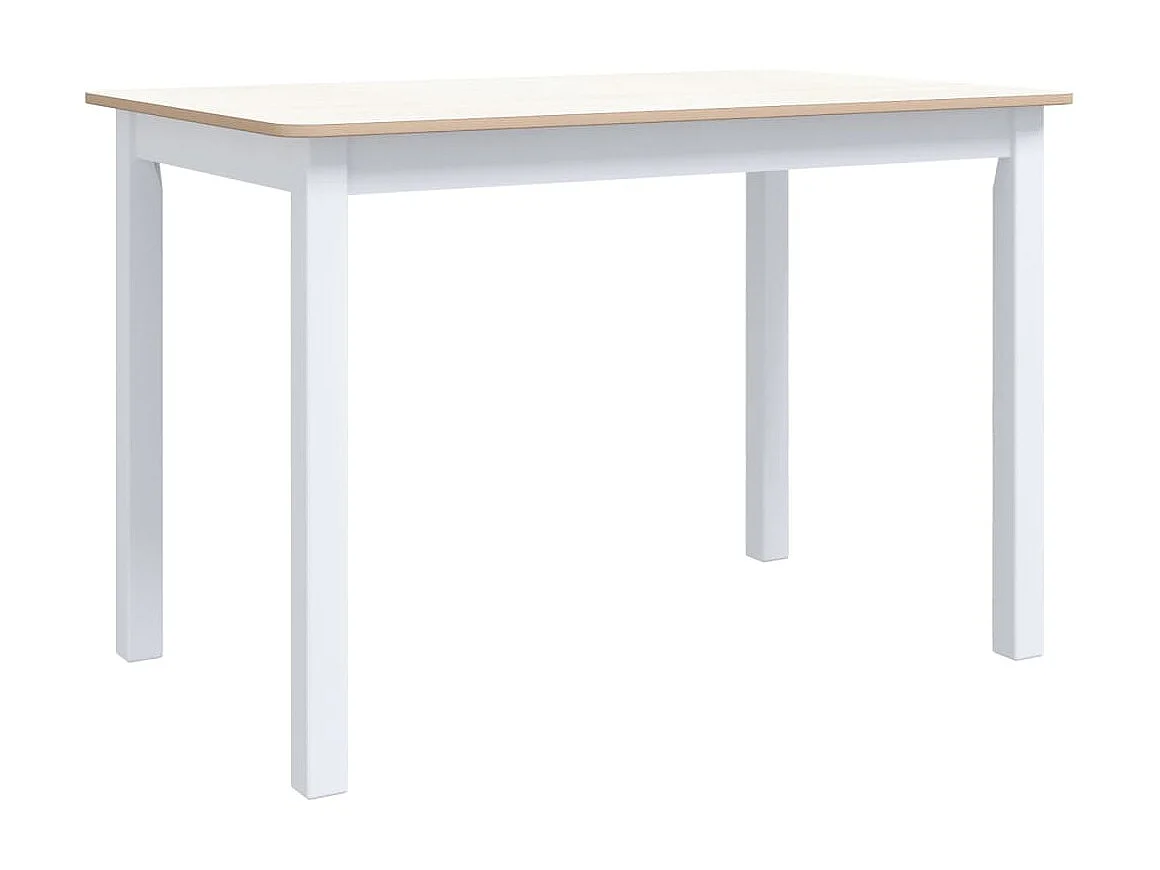 Table à dîner Blanc et marron 114x71x75 cm Bois d'hévéa massif GHR55196