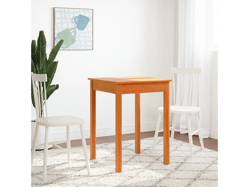 Table à manger cire marron 55x55x75 cm bois massif de pin GHR15565