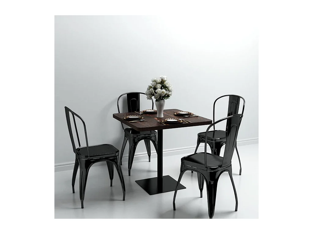 Table de bistro MDF et acier Carré 80 x 80 x 75 cm Frêne foncé GHR36627