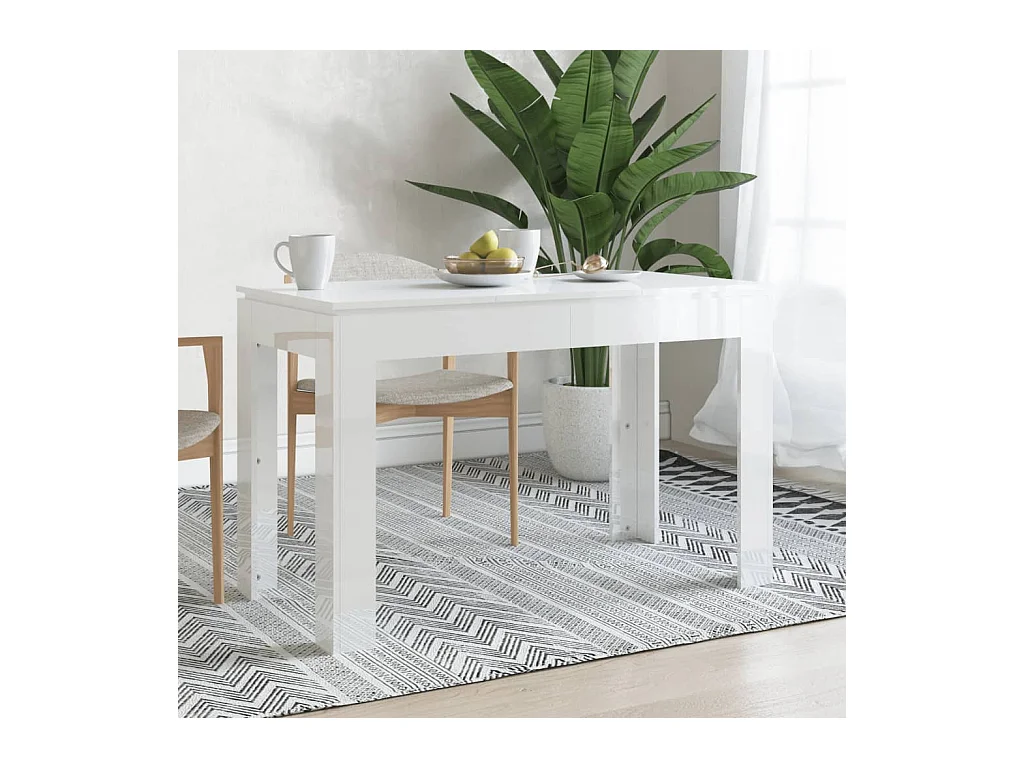 Table de salle à manger Blanc brillant 120x60x76 cm Aggloméré GHR87425