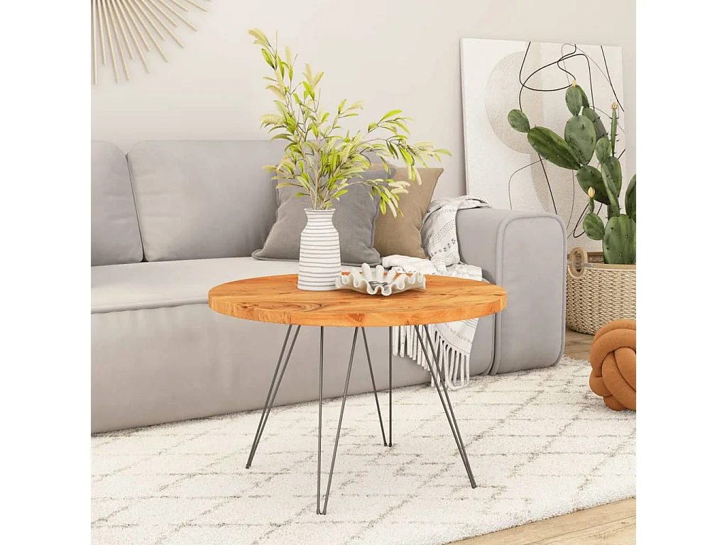 Dessus de table à manger Ø70x2,5 cm rond bois massif d'acacia GHR50433