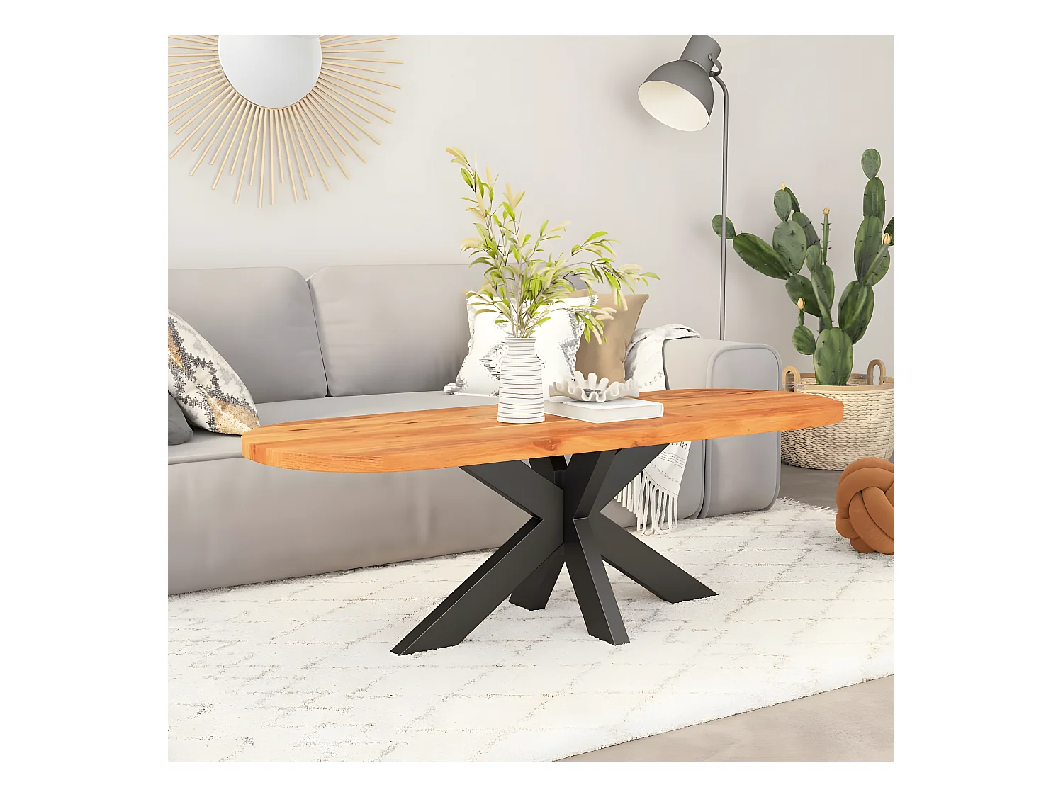 Dessus de table à manger 120x50x3,8 cm ovale bois massif d'acacia GHR15880