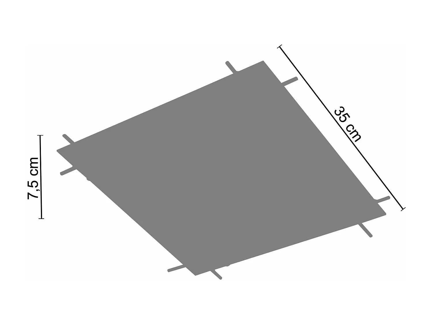 Plafonnier verre plat carré, métal filaire aluminium 11 cm..