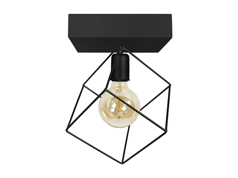 Plafonier TOSEL SQUARE metal geométrico preto D25 x  H27  cm