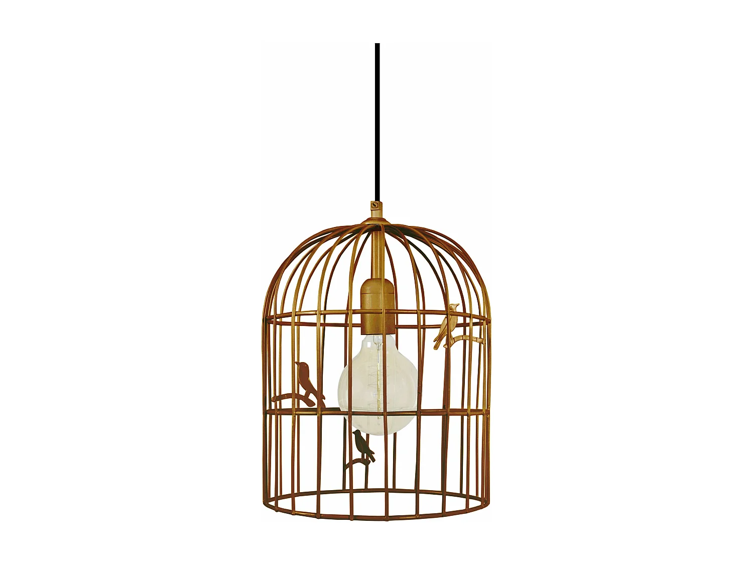 Suspension cage oiseaux filaire métal doré 90 cm.