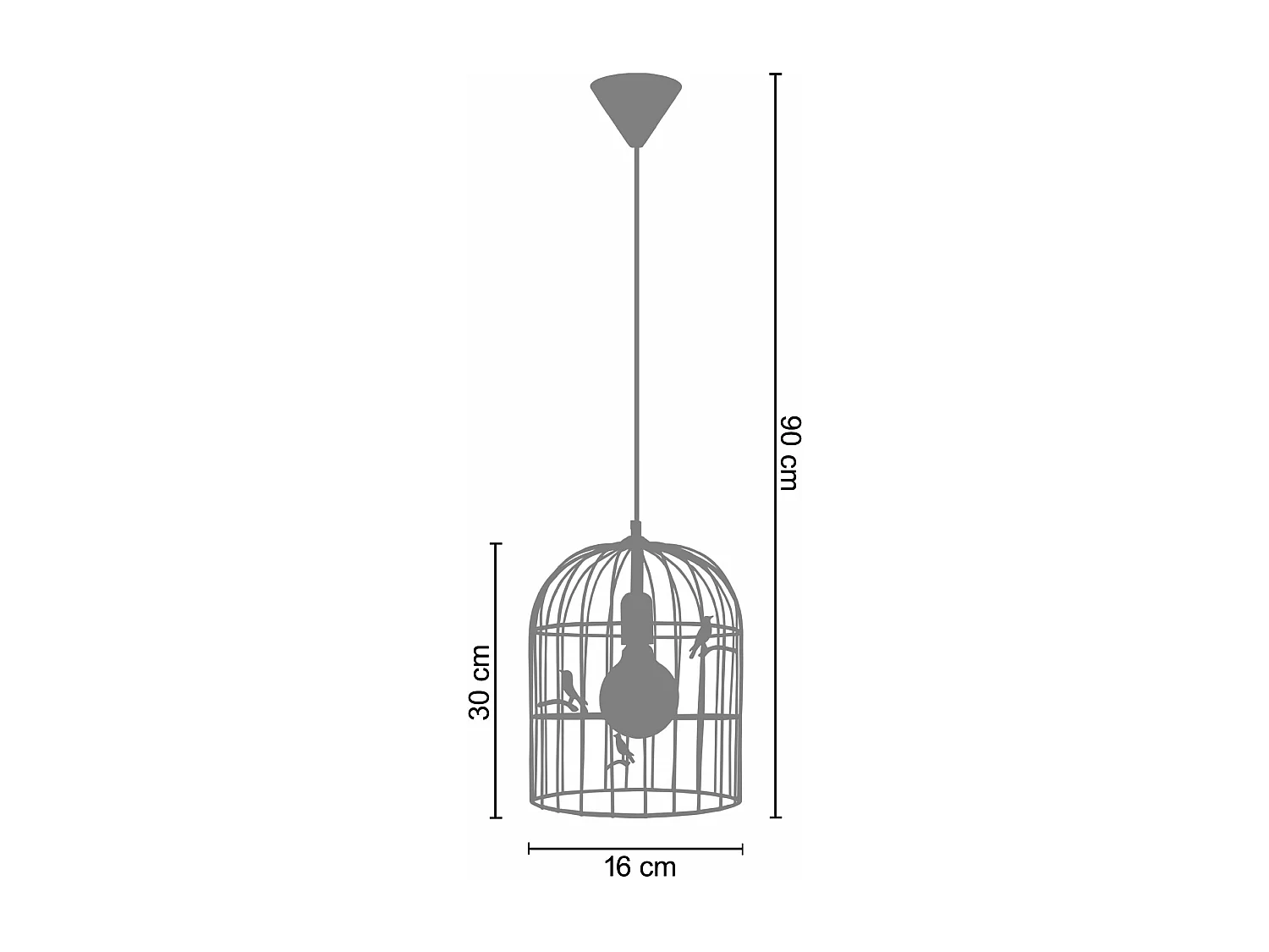 Suspension cage oiseaux filaire métal doré 90 cm.