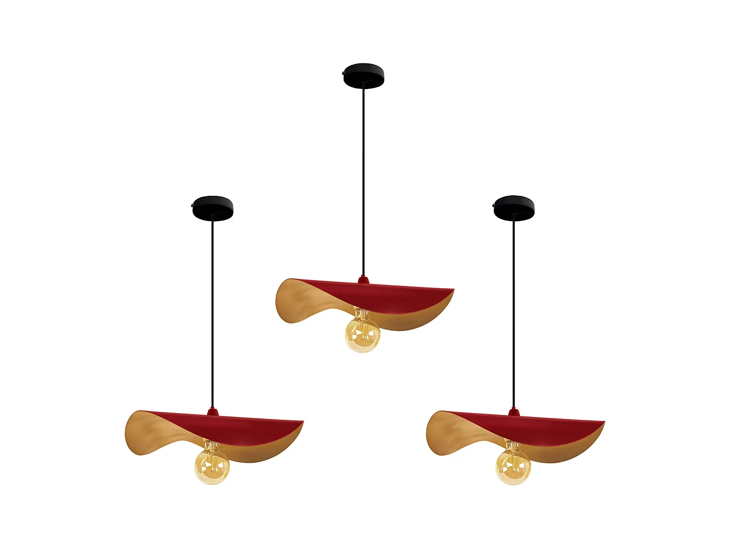 Suspension TOSEL ,métal,Rouge , H65xD40xP 40cm