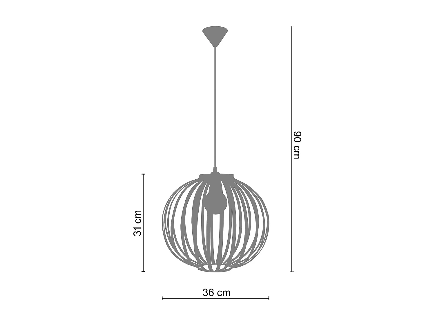 Suspensión  TOSEL , metal,Bronce ,A 90xD36x P 36cm