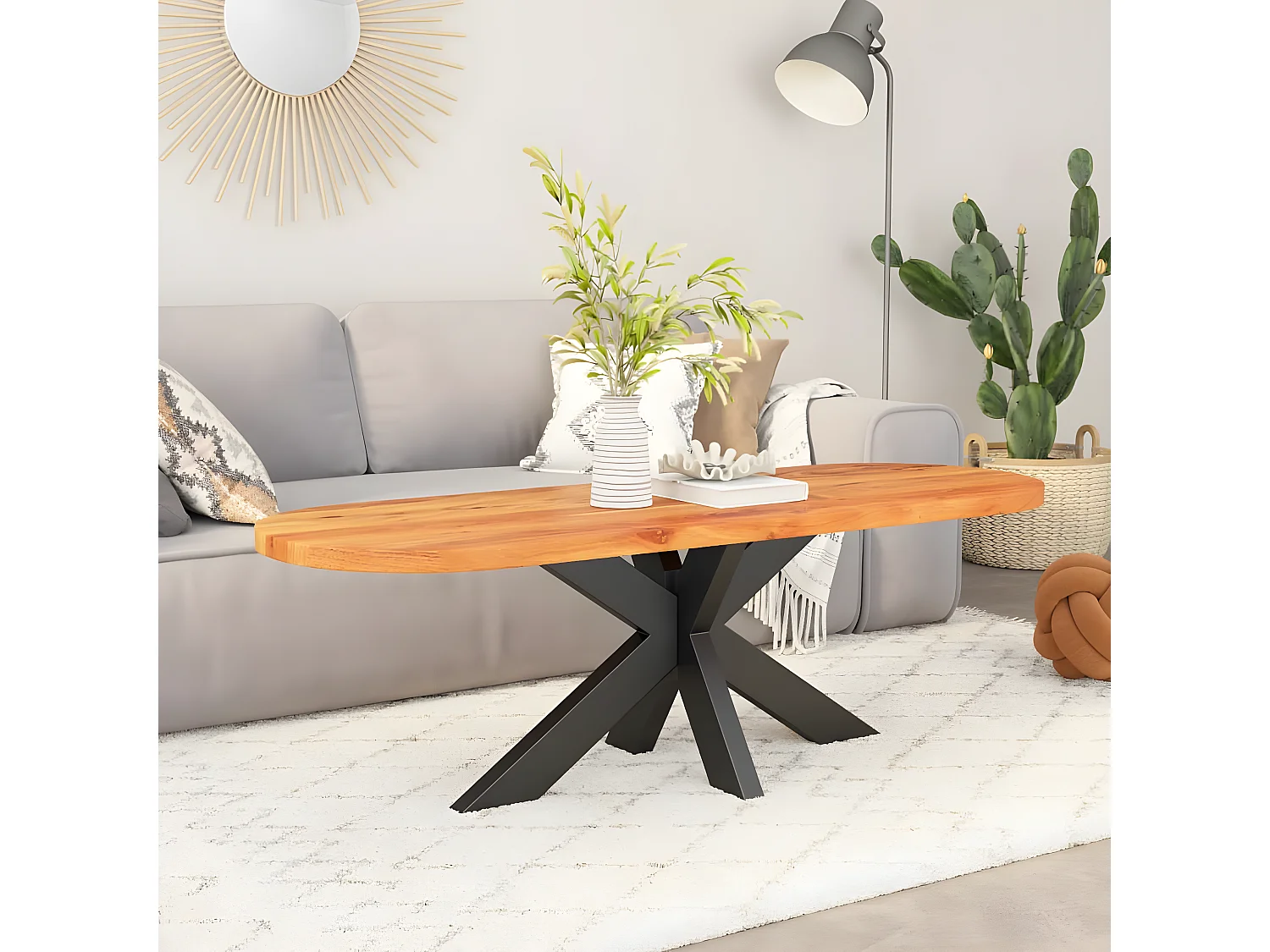 Tafelblad ovaal 100x40x3,8 cm massief acaciahout BE732572