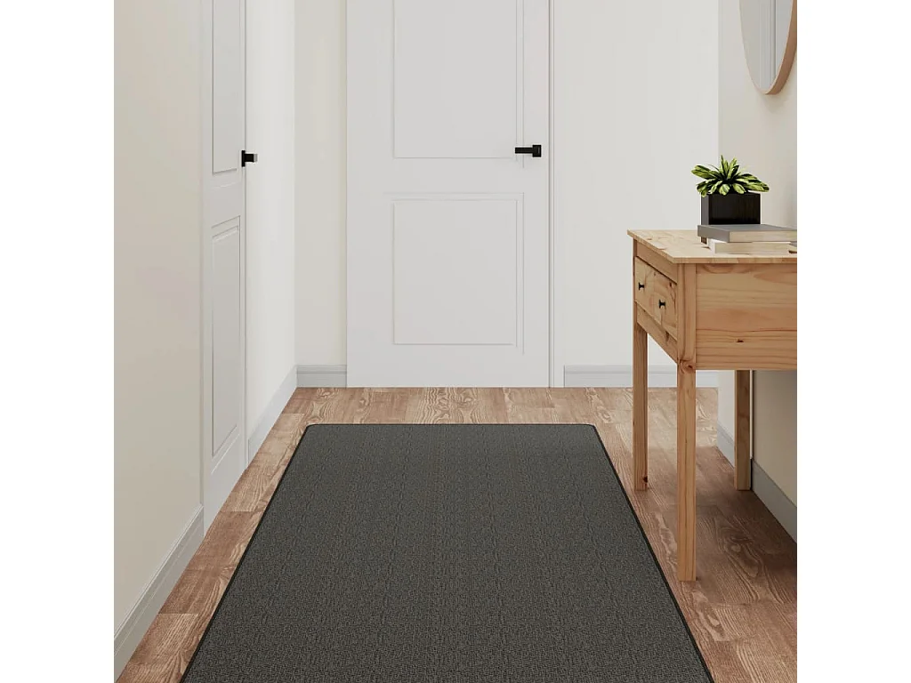 Tapis de couloir aspect sisal anthracite 80x200 cm QBH30753