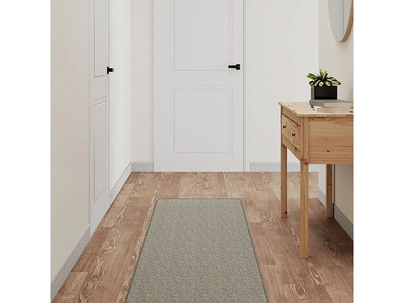 Tapis de couloir aspect sisal taupe 50x300 cm QBH40563