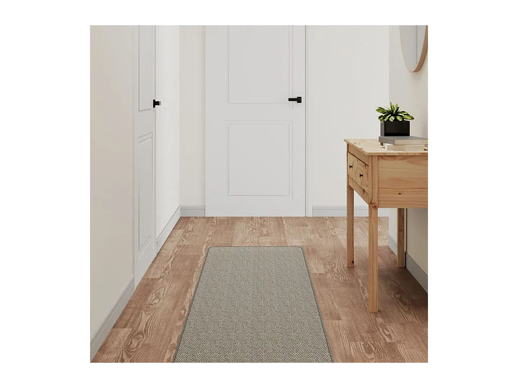 Tapis de couloir aspect sisal taupe 50x300 cm QBH40563