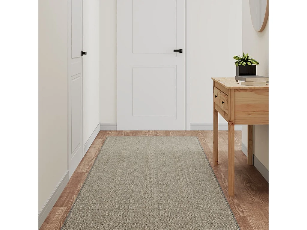 Tapis de couloir aspect sisal argenté 80x300 cm QBH94131