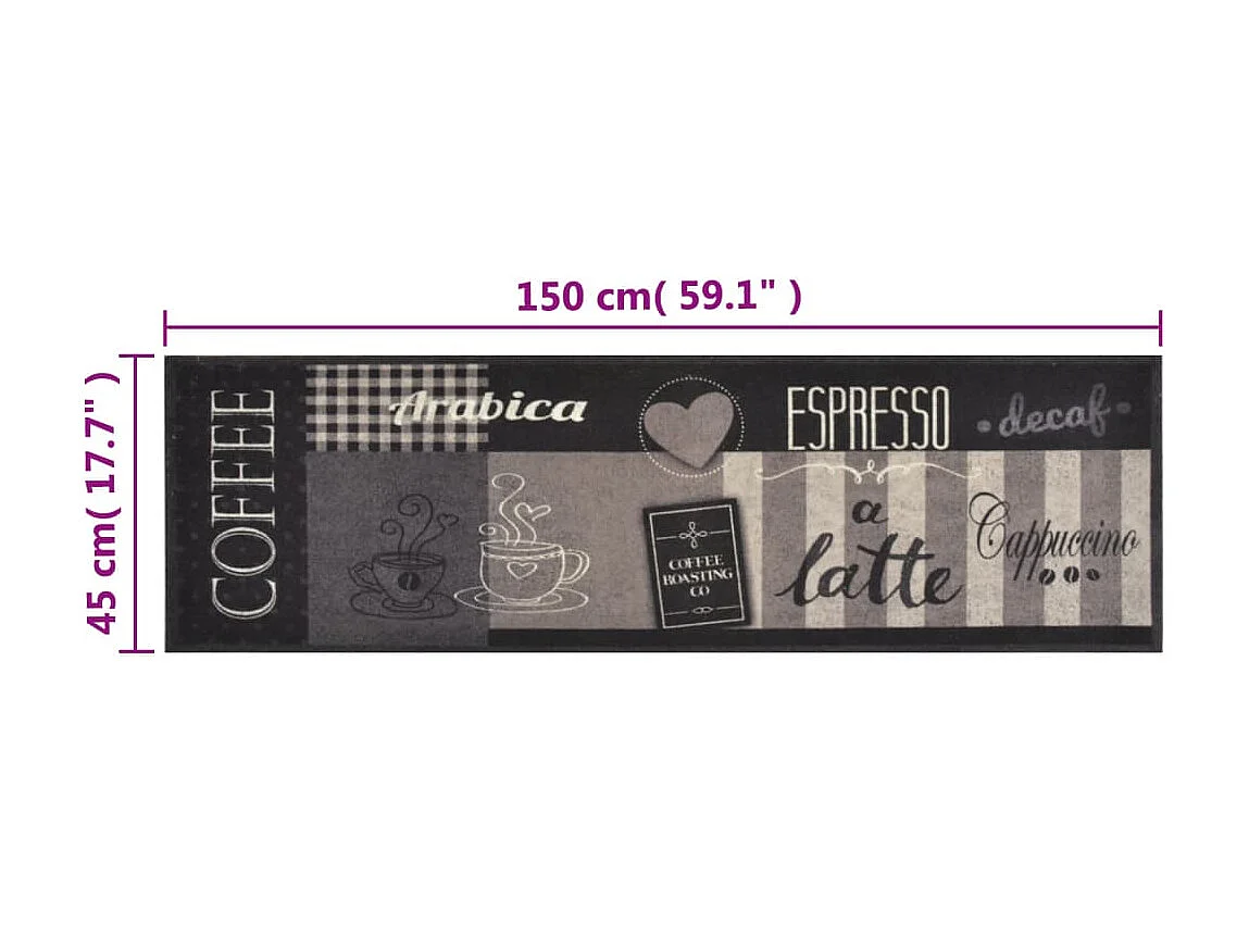 Tapete de cozinha lavável 45x150 cm veludo padrão café preto PT888815