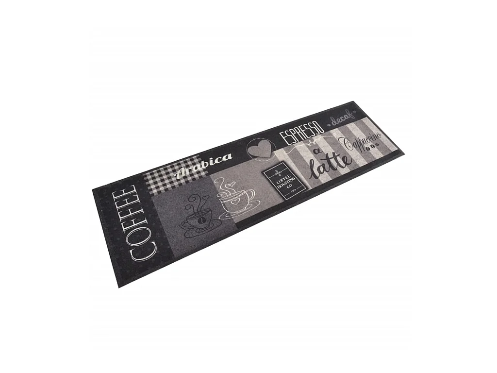 Tapis de cuisine lavable impression café noir 45x150 cm velours QBH15220