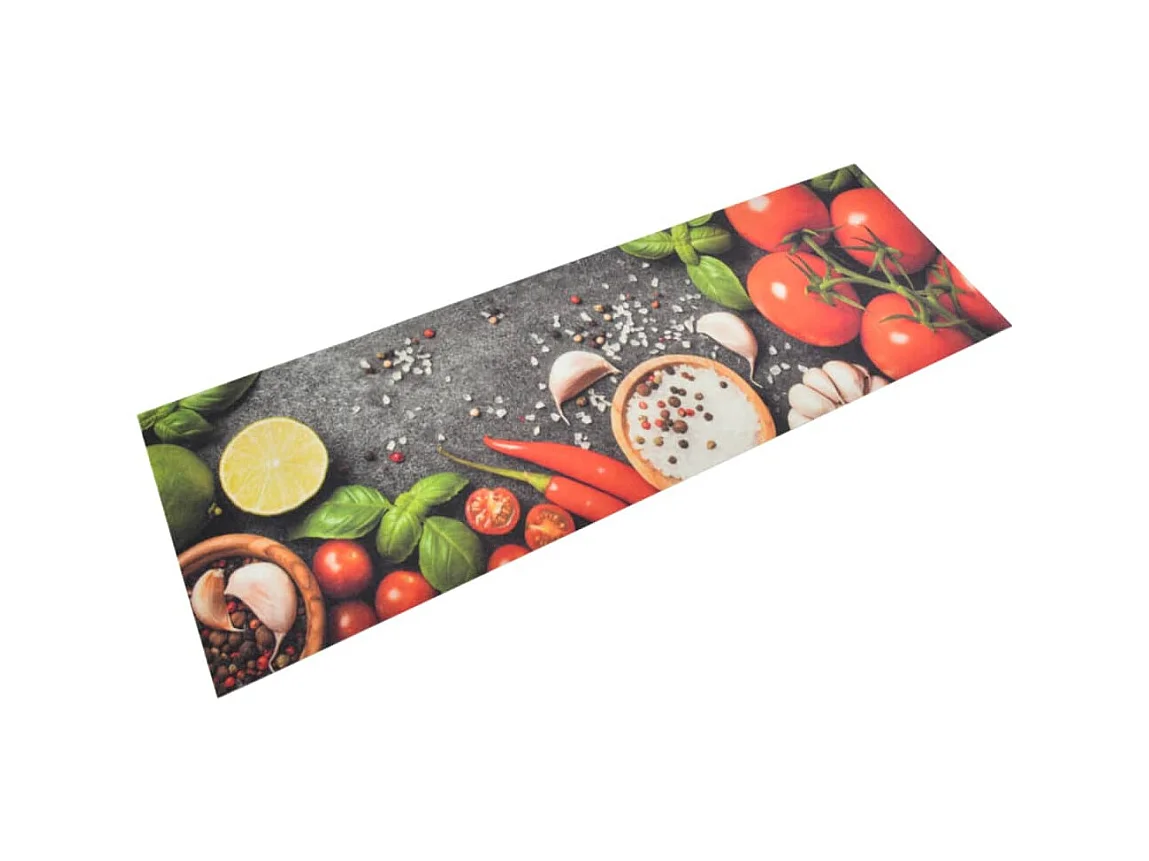 Tapis de cuisine lavable impression légumes 60x180 cm velours QBH48644