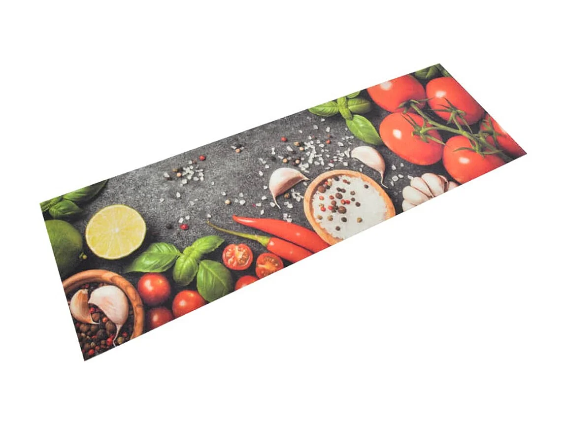 Tapis de cuisine lavable impression légumes 60x180 cm velours QBH48644