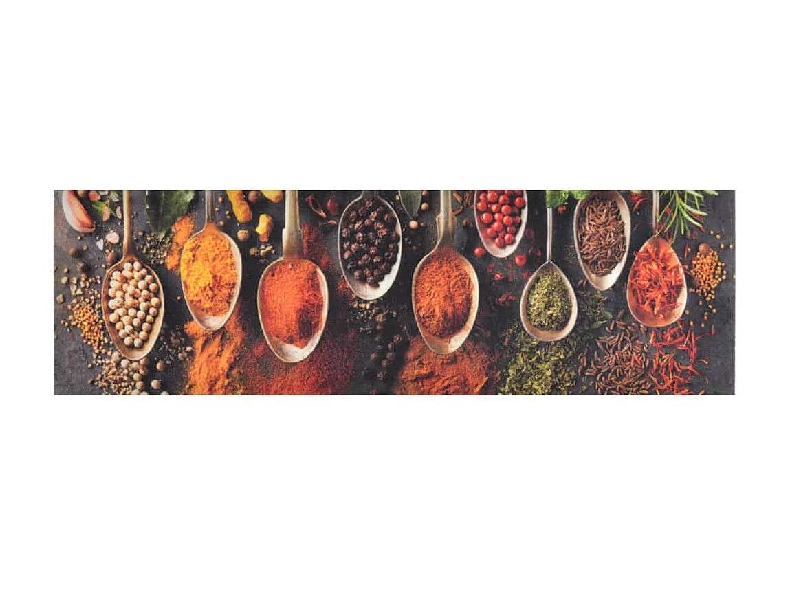 Tapete de cozinha lavável 45x150 cm veludo colheres/especiarias PT935961