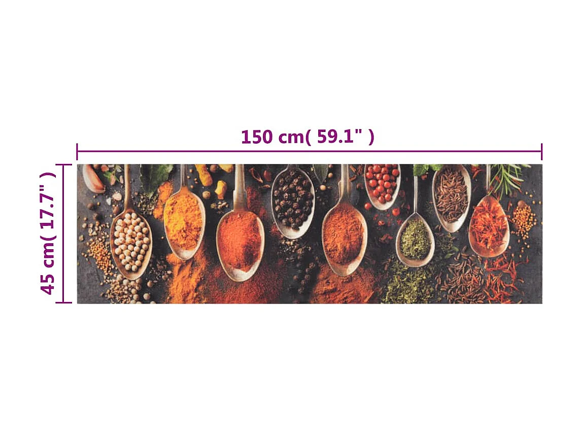 Tapete de cozinha lavável 45x150 cm veludo colheres/especiarias PT935961