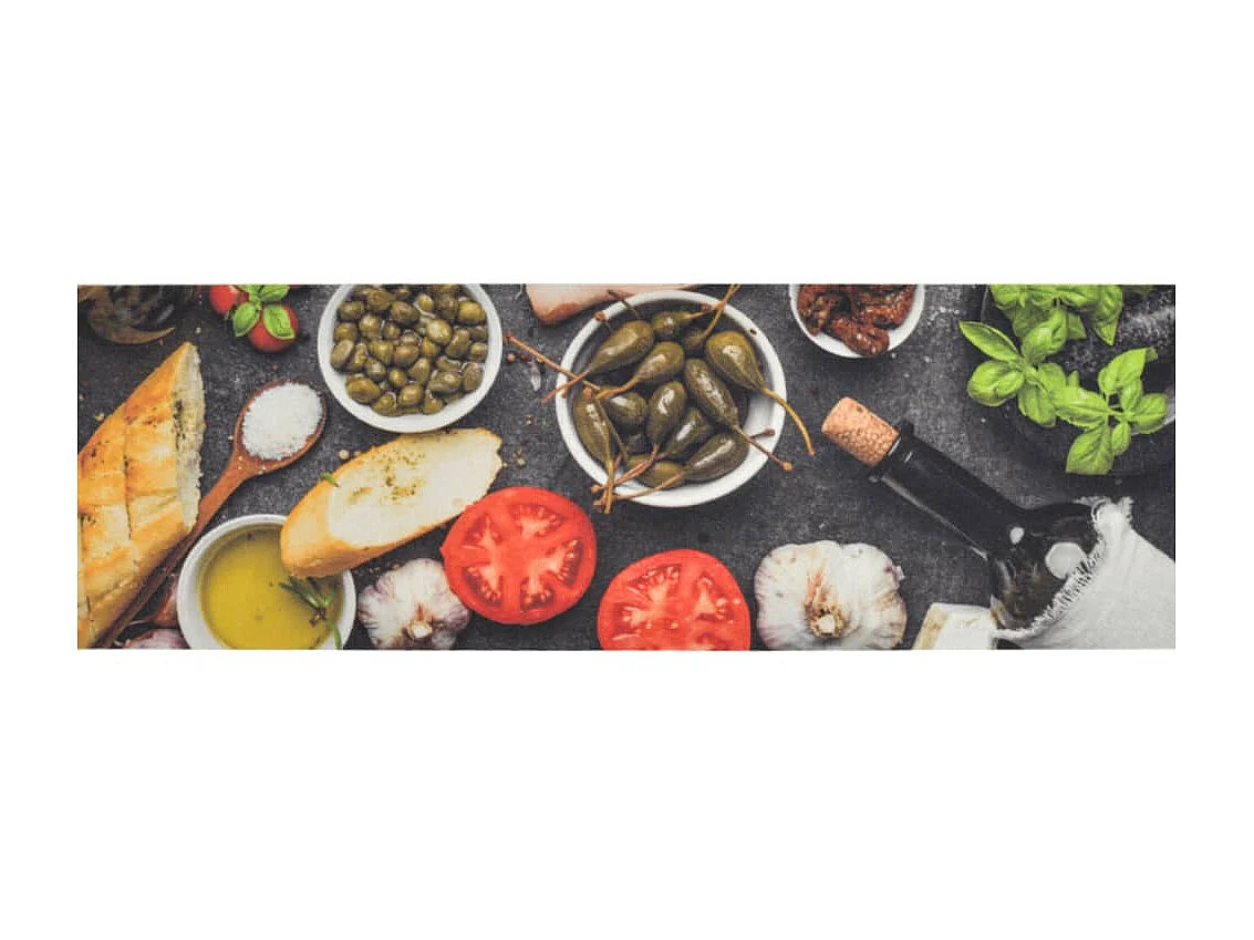 Tapis de cuisine lavable impression vin dîner 60x180 cm velours QBH27503