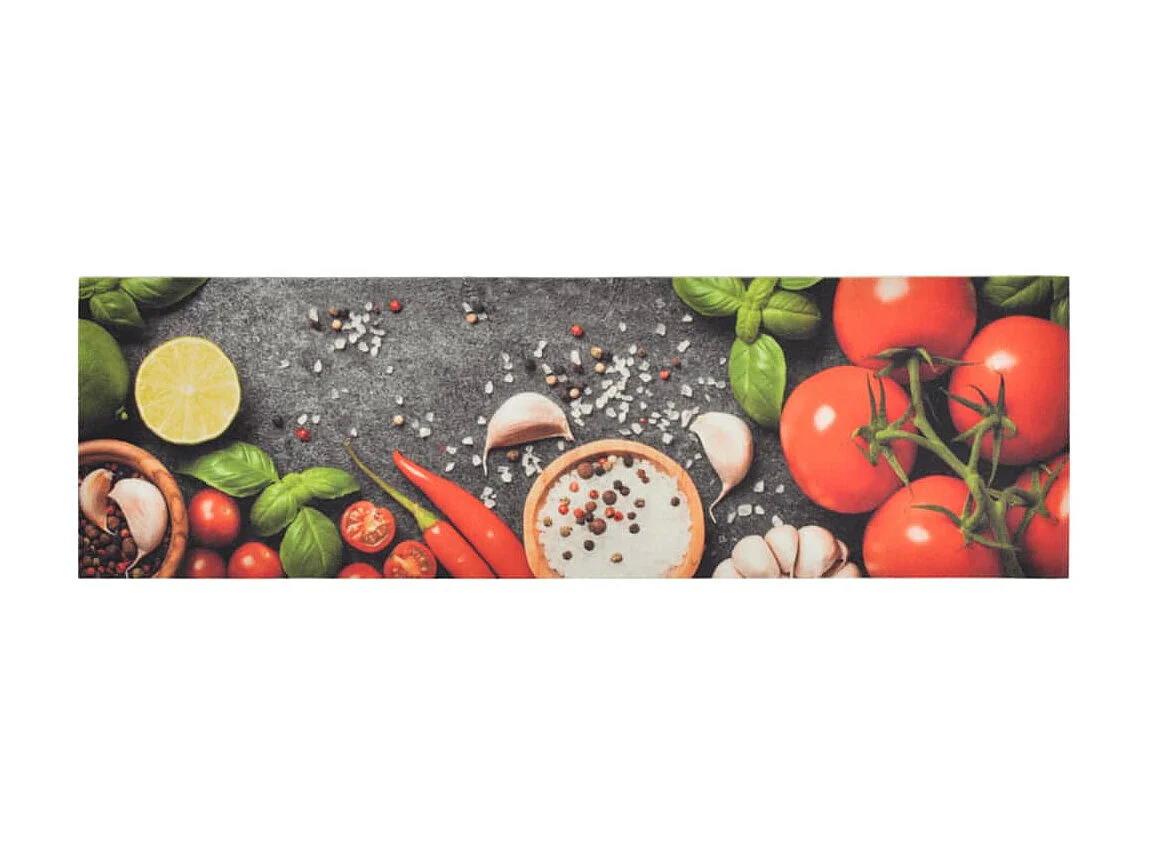 Tapis de cuisine lavable impression légumes 45x150 cm velours QBH30779
