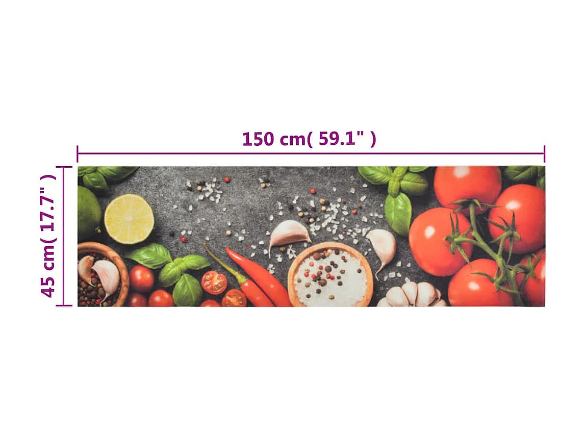 Tapis de cuisine lavable impression légumes 45x150 cm velours QBH30779