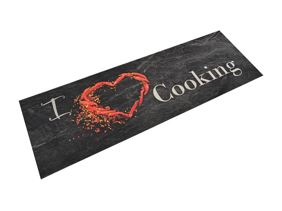 Alfombra de cocina lavable terciopelo Cooking negro 60x180 cm ES459330