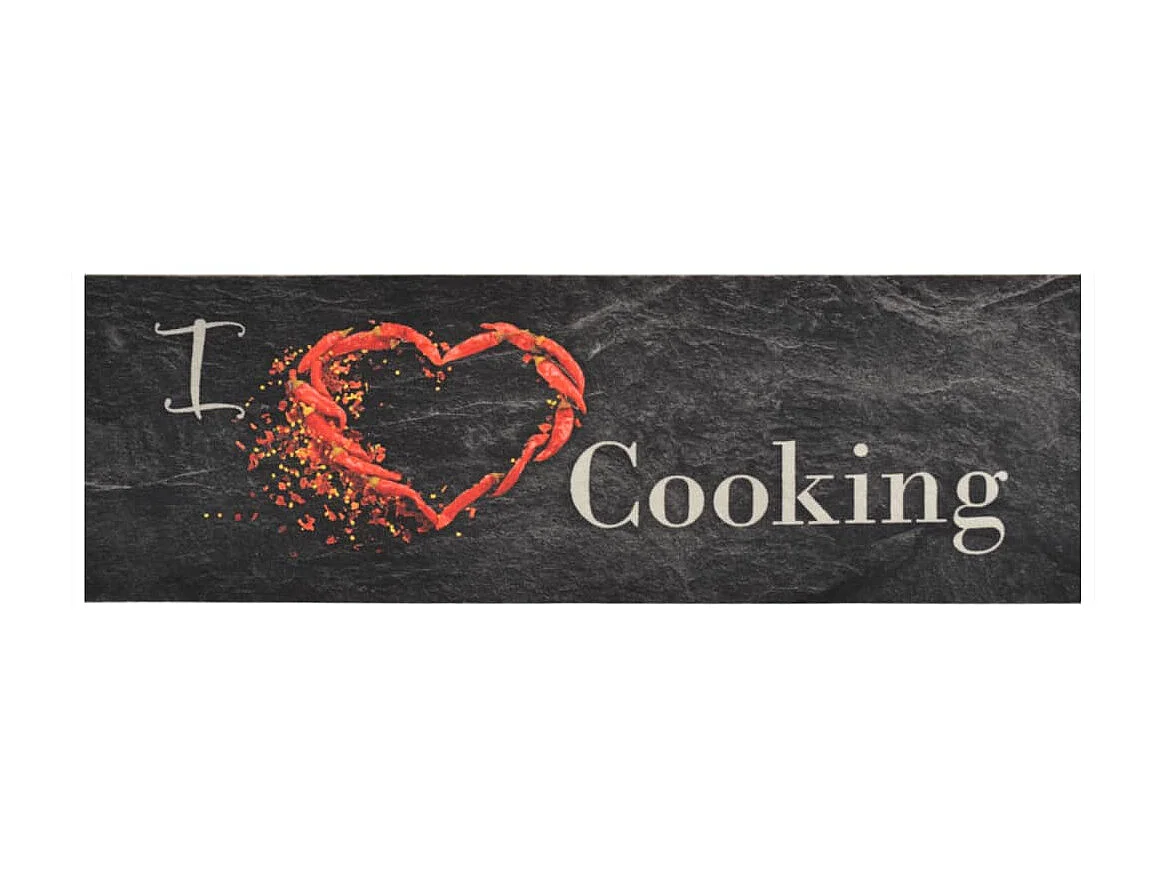 Alfombra de cocina lavable terciopelo Cooking negro 60x180 cm ES459330