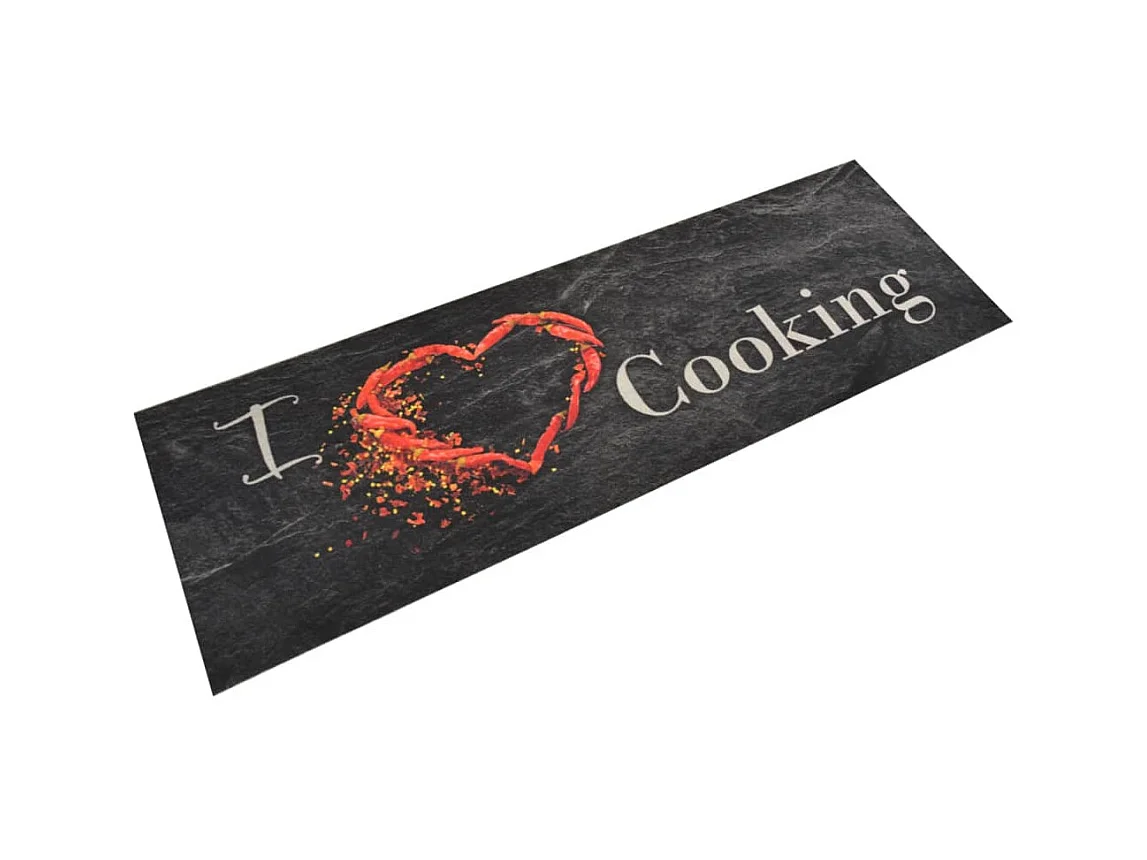 Tapis de cuisine lavable impression cuisine noir 60x180 cm QBH42337
