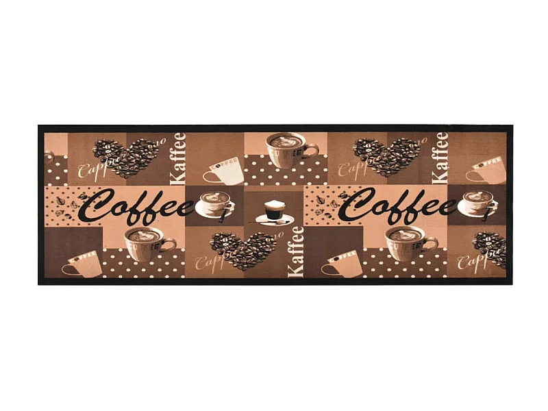 Tapete de cozinha lavável com design café 60x180 cm castanho PT280098