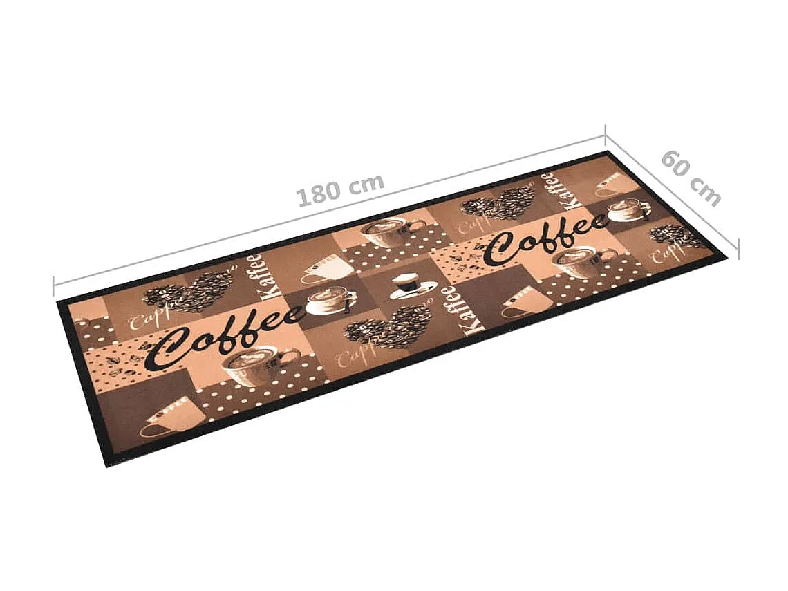 Alfombra de cocina lavable Coffee marrón 60x180 cm ES252523