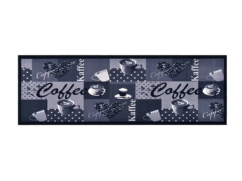 Keukenmat wasbaar Coffee 45x150 cm blauw NL426786