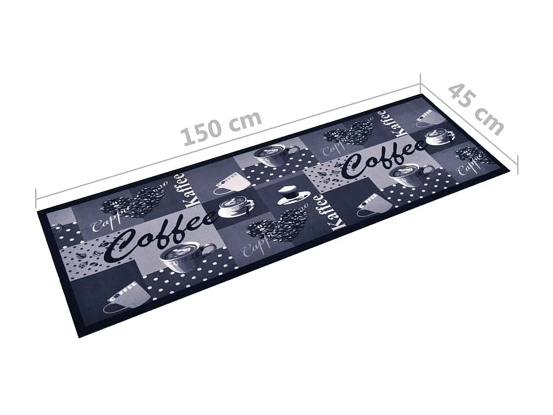 Tapis de sol de cuisine lavable Bleu café 45x150 cm QBH50706